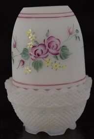 Fenton Hand Painted Rose Garden Fairy Lamp