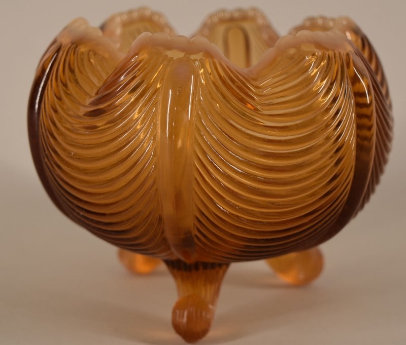 Fenton Amber Brown Opalescent Drape Rose Bowl (1 of 3)