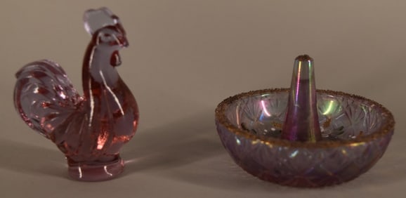 Fenton Art Glass Ring Holder & Rooster