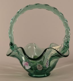 Fenton Vining Garden Hand Painted Basket