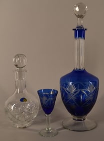 Two Cut Crystal Glass Decanters