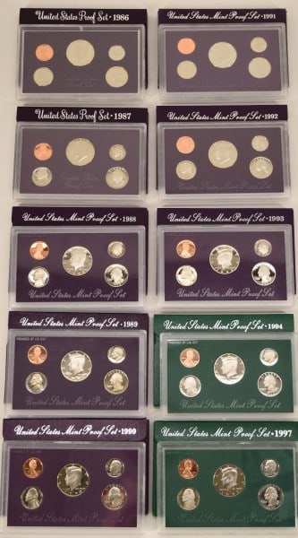 1986-1997 U. S Mint Proof Coin Sets (1 of 14)
