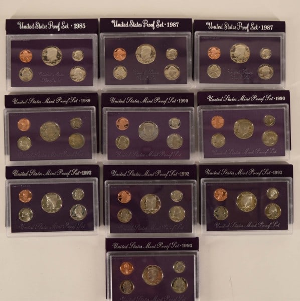 1985-1993 U. S Mint Proof Coin Sets (1 of 16)