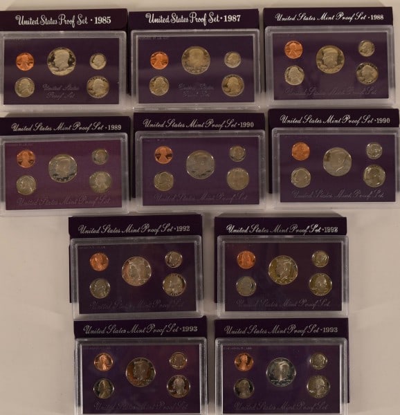 1985-1993 U. S Mint Proof Coin Sets (1 of 14)