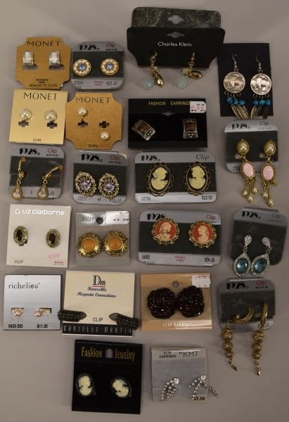 Collection Of Contemporary Earrings: Featuring Twenty Two Pairs Of Earring On The Original Cards, From 1928, Monet, Fashion Earrings And More.