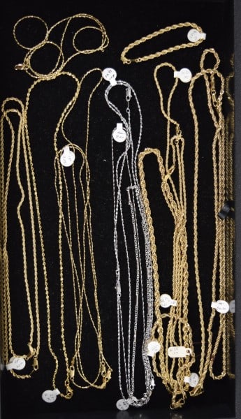 Collection Of Gold Filled Chain Necklaces: Featuring Eighteen Gold Filled Chain Link Necklaces, Measuring Between 18" To 30" Long, Never Used With Tags.