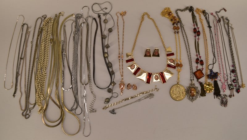 Group Of Contemporary & Vintage Jewelry: Featuring Silvertone Necklaces, Goldtone Necklace And Earring Sets, 1928 Earring And Necklace Sets, Avon Set, Etc.