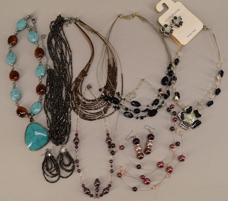 Group Of Contemporary Necklaces & Earrings: Featuring Necklace And Earring Sets As Well As Individual Necklaces.