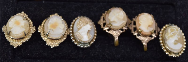 Victorian And Mid-century Cameo Earrings: Featuring Three Sets Of Cameo Earrings. Two Sets Are Victorian With Screw Backs And Gold Filled. The Third Set Is Vintage Coro Screw Back Earrings.