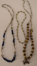 Tiger Eye & Silver Bead Horse Necklace