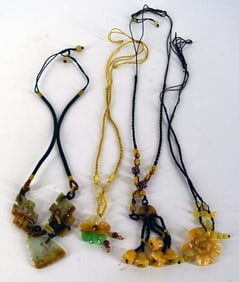 Four Natural Stone Braided Necklaces