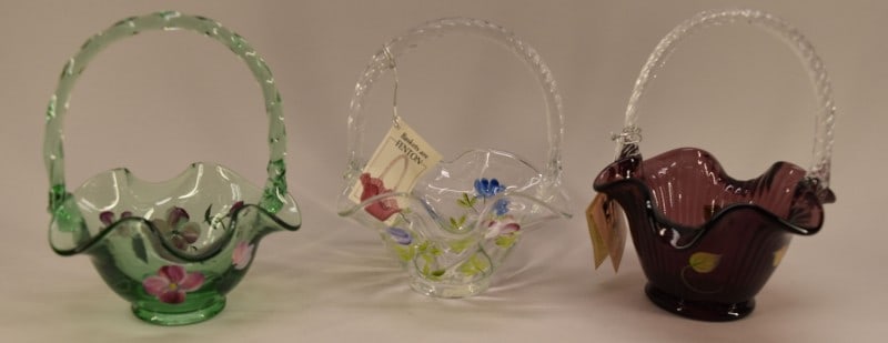 Three Fenton Hand Painted Baskets (1 of 5)
