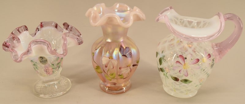 Three Fenton Hand Painted Pitcher & Vases (1 of 6)