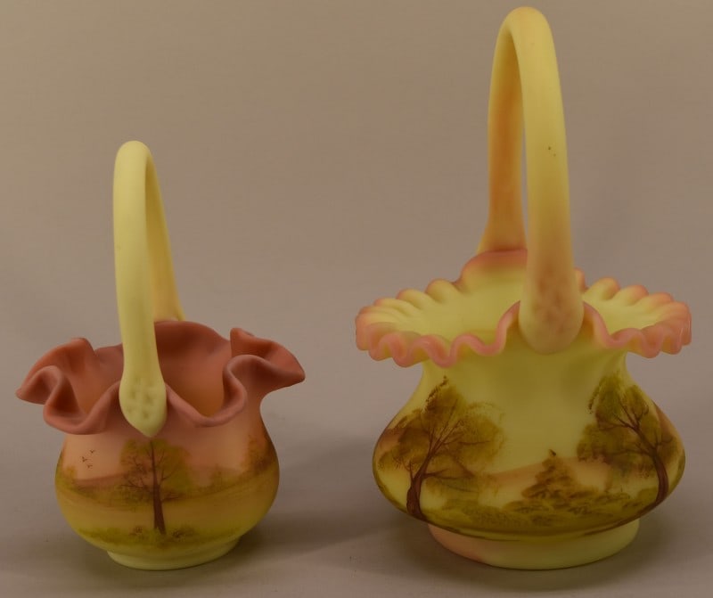 Fenton Hand Painted Burmese Baskets (1 of 6)