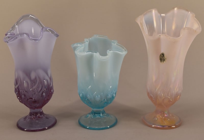 Three Fenton Opalescent Lily Of The Valley Vases (1 of 4)