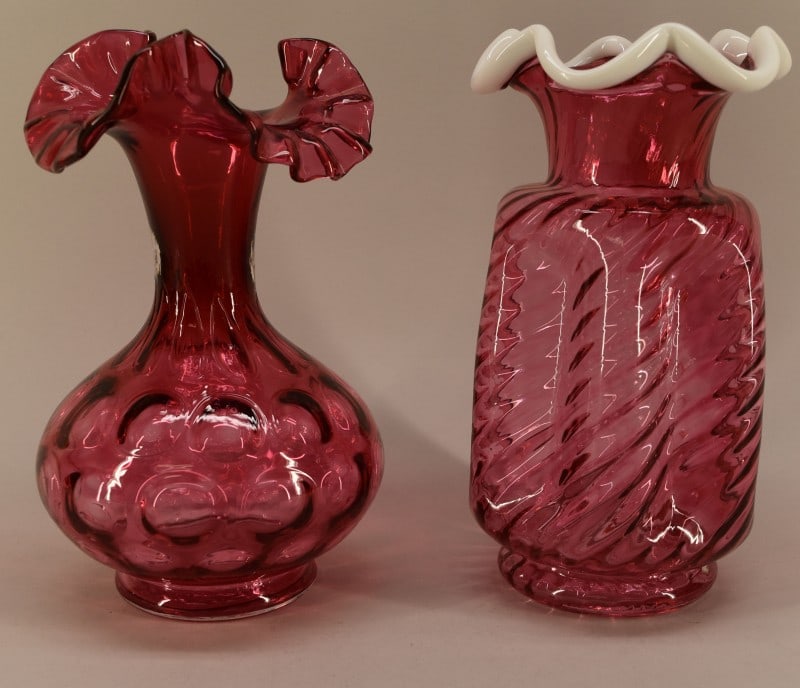 Fenton Cranberry Glass Vases (1 of 4)