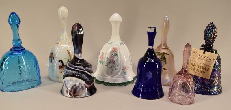 Eight Art Glass & Fenton Glass Bells (1 of 7)