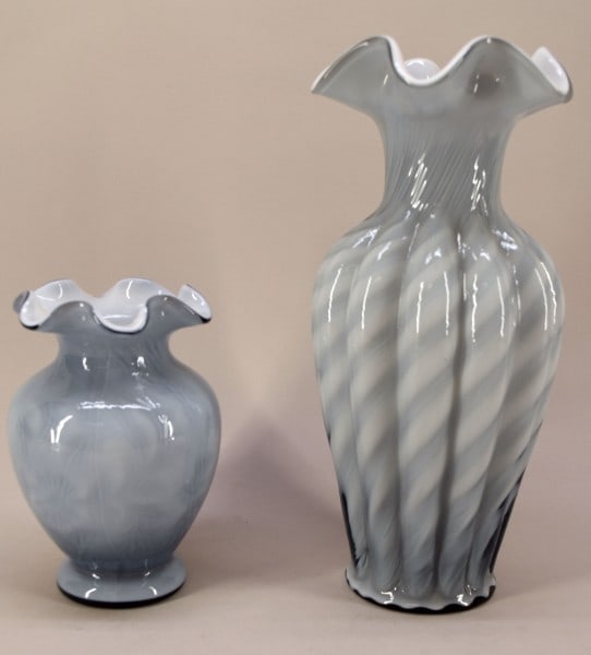 Fenton Blue Optic Overlay Vases (1 of 3)