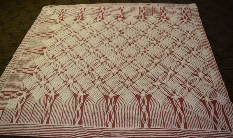 Vintage Full Size Pink & White Chenille Bedspread (1 of 7)