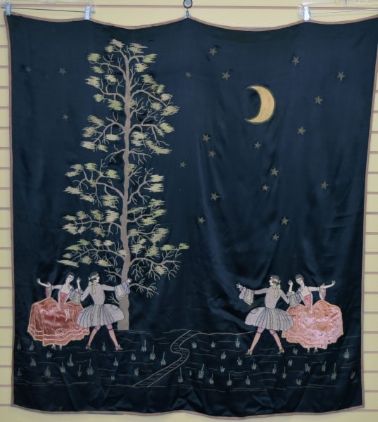 Art Deco Silk Embroidered Tapestry Wall Hanging (1 of 10)