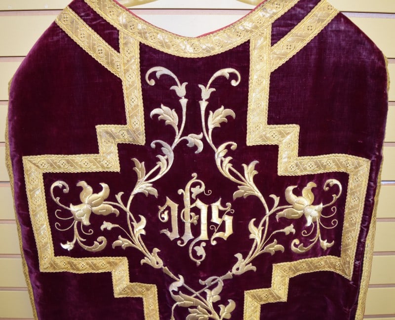 Vintage Red Velvet & Gold Clerge Chasuble (1 of 9)