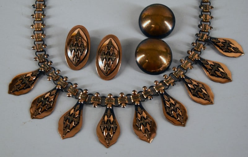 Mid Century Copper Necklace & Earrings (1 of 5)