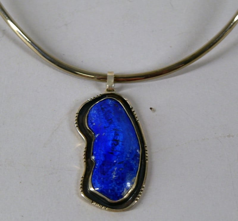 Blue Lapis Lazuli Pendant & Choker Necklace (1 of 4)