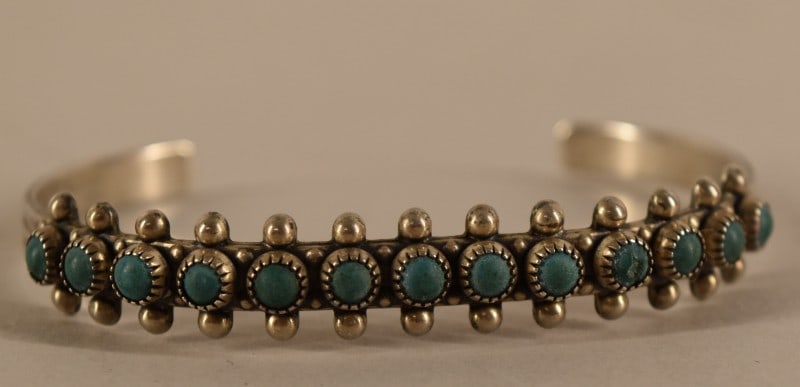 Zuni Snake Eye Sterling Silver & Turquoise Cuff (1 of 4)