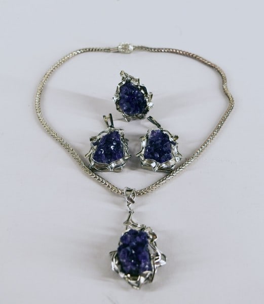 Raw Amethyst Necklace, Earrings & Ring Set (1 of 8)