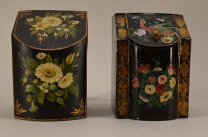 Tole Tea Caddy In Knife Box Form