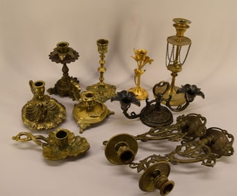 Collection Of Brass Candlesticks