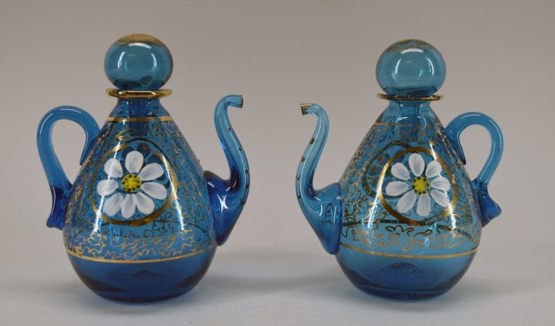 Bohemian Antique Glass Oil & Vinegar Decanters (1 of 4)