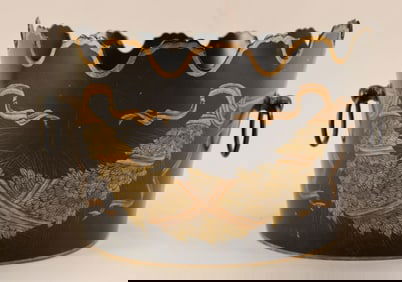 Black Tole Chinoiserie Jardiniere Cache Pot