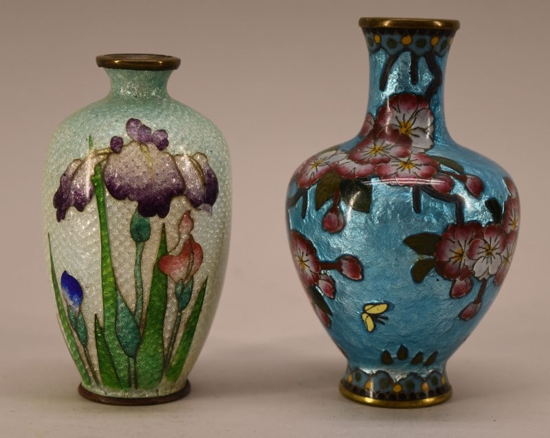 Two Japanese Ginbari Cloisonne Enamel Vases (1 of 4)