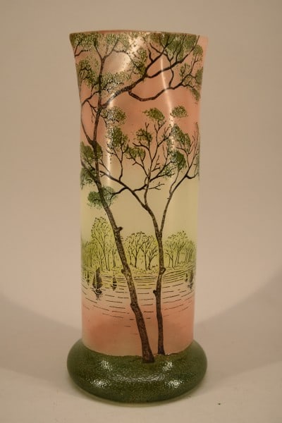 French Legras Lake Landscape Enamel Vase (1 of 5)