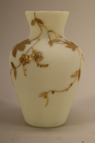 Victorian Ivory & Gold Satin Glass Vase (1 of 4)