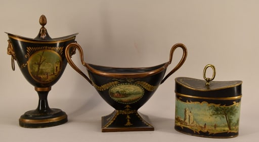 Toleware Decorative Urns & Tea Tin