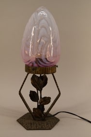 Industrial Style Lamp With Opalescent Shade