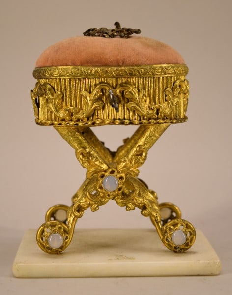 French Gilt Metal Jewelry Box & Pin Cushion (1 of 4)