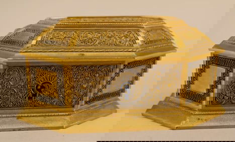 Antique Brass Reliquary Or Trinket Box