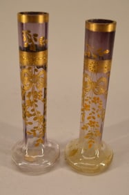 Pair Of Amethyst To Clear Vases Possibly By Moser