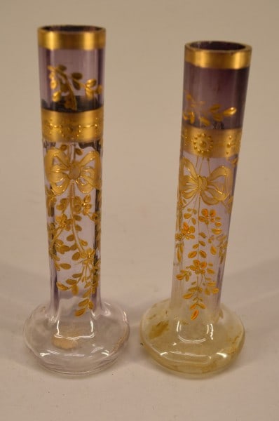 Pair Of Amethyst To Clear Vases Possibly By Moser (1 of 3)