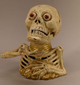 Cast Iron Skeleton Coin Bank