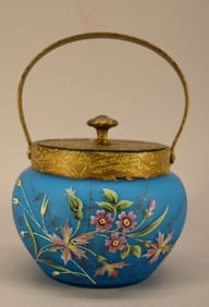 Victorian Blue Satin Glass Sugar Bowl