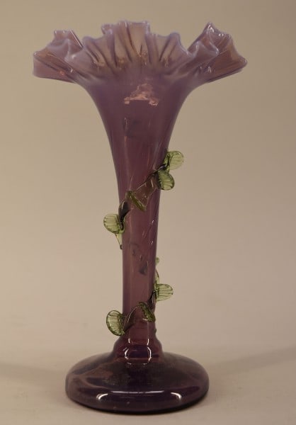 Victorian Uranium Glass Amethyst & Rigaree Vase (1 of 4)