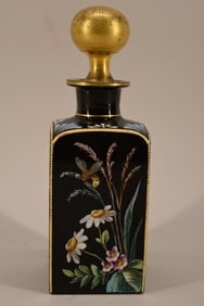 Black Amethyst Glass Enamel Cologne Bottle