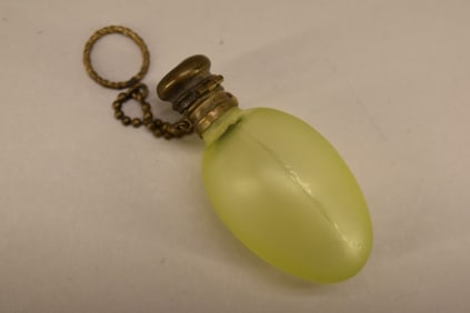 Antique Vaseline Opaline Chatelaine Perfume Bottle