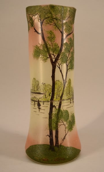 French Legras Lake Landscape Enamel Vase (1 of 3)