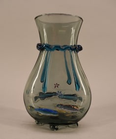 Bohemian Uranium Glass Fish Vase