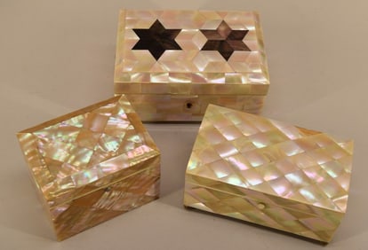 Mother Of Pearl Trinket Boxes & Tea Cady